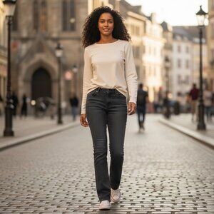 Ann Taylor Women Size 10 Modern Fit Lower On Waist Straight Leg Grey Denim Jeans